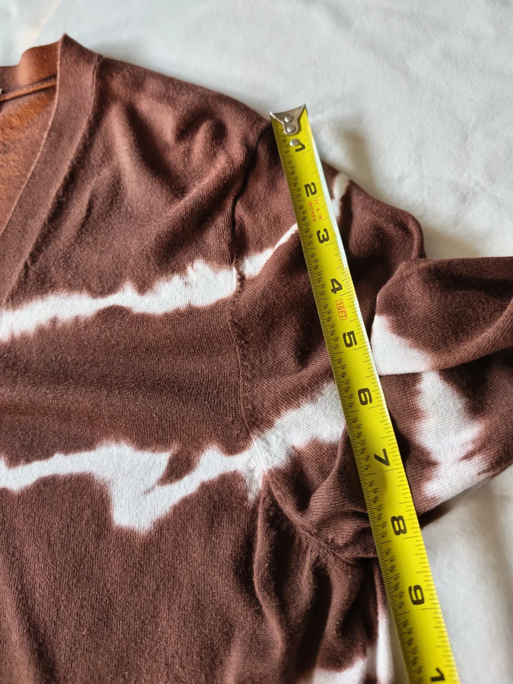 Michael Kors Women's Brown Tie-Dye V-Neck Button Cardigan Sweater Size XL